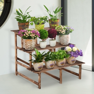 Outsunny Flower Stand, 100Lx80Wx80H cm, Wood