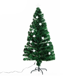 HOMCOM 5ft 150cm Fibre Optic Artificial Christmas Tree W/ Stars Lights-Green