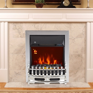 HOMCOM LED Flame Electric Fire Place-Silver