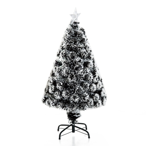 HOMCOM 4ft 120cm Green/White Artificial Christmas Tree W/ Prelit LED Lights-Multicolor