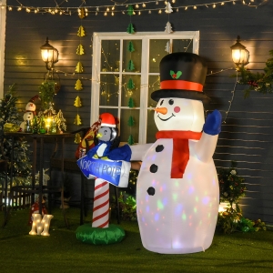 HOMCOM 2.4m LED Polyester Outdoor Christmas Inflatable Snow Man