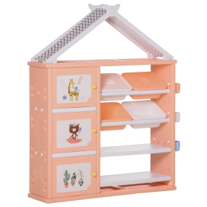 HOMCOM Kids Toy Box Organiser, with Multiple Storage Space – Orange