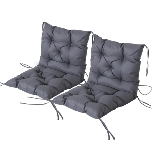 Outsunny Set of 2 Garden Chair Cushions Seat Pad w/ Backrest Outdoor & Indoor Use