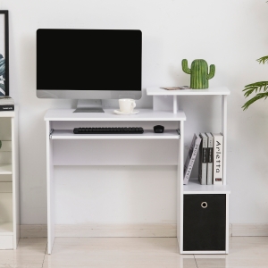 HOMCOM Particle Board Multi-Tier Computer Desk White