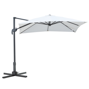 Outsunny Square Umbrella Parasol W/360° Rotation, 245Lx245Wx248H cm-Cream White