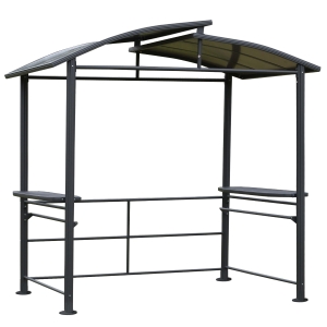 Outsunny Outdoor Grill BBQ Gazebo 2 Shelves and Poles for Hanging Tools Great Ventilation