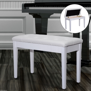 HOMCOM Piano Bench FauxLeather Stool Storage Bench, size ( 76x36x50cm)-White