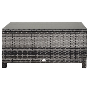 Outsunny PE Rattan Garden Coffee Table w/ Tempered Glass Top Grey