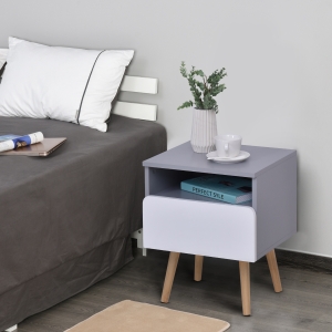 HOMCOM MDF Nordic Side Table White/Grey