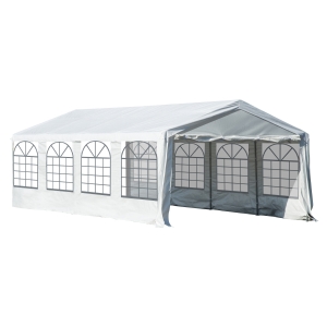 Outsunny Gazebo Marquee, Steel Frame, Water Resistant, size 8x4m-White