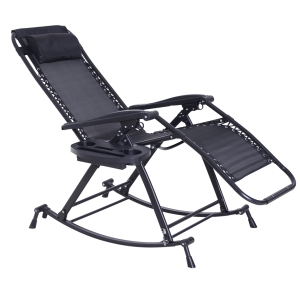 Outsunny Zero-Gravity Rocking Chair, Steel Frame, Texteline-Black
