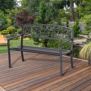 Outsunny 126Lx60Wx85H cm Steel Bench-Black