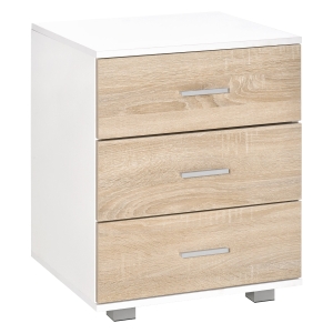 HOMCOM Bedside Table with 3 Drawers, Nightstand, Side Table Storage Chest for Bedroom