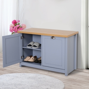 HOMCOM MDF Rustic 4-Compartment Storage Cabinet Grey