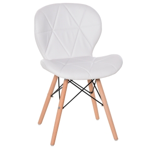 HOMCOM Armless Ergonomic Curved Dining Chair Accent Chair PU Leather Seat Wood Legs