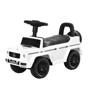 HOMCOM Mercedes-Benz G350 Licensed Baby Push Car, Foot to Floor Slider Stroller with Push Handle, Horn, Under Seat Storage, White