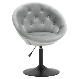 HOMCOM Dining Height Bar Stool Tufted Fabric Adjustable Height Armless Swivel Seat