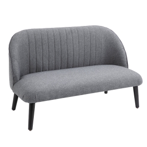 HOMCOM Mid-Century Channel Tufted Loveseat Linen-Touch Fabric 2 Seater Sofa Couch