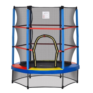 HOMCOM Kids Trampoline w/ Enclosure Net Steel Frame Age 3 to 6 Years Old Multi-color