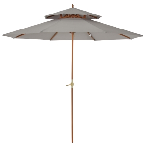Outsunny 2.7 m Double Tier Outdoor Patio Garden Sun Umbrella Sunshade Wooden Parasol