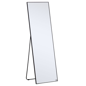 HOMCOM Full Length Dressing Mirror, Floor Standing or Wall Hanging, Aluminum Alloy Framed Full Body Mirror for Bedroom, Living Room, Black Wall-Mounted | Aosom UK