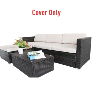 Outsunny Rattan Furniture Cushion Cover Replacement Set, 7 pcs-Cream