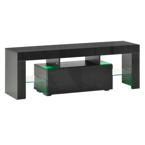 HOMCOM High Gloss TV Stand Cabinet with LED RGB Lights and Remote Control for 43