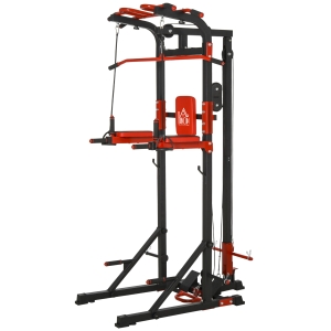 HOMCOM Steel Home Gym Power Tower Station Red/Black