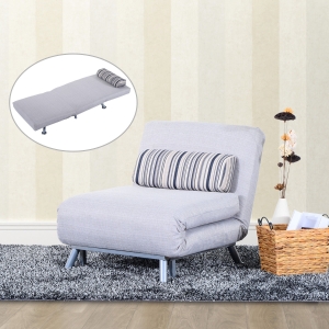HOMCOM Linen Single Futon Sofa Bed Grey