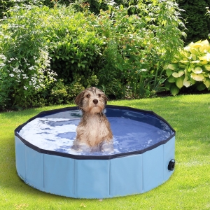 PawHut Pet Swimming Pool, Foldable, 80 cm Diameter-Blue