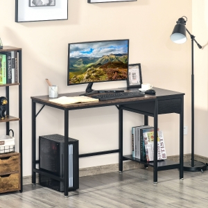 HOMCOM Computer Desk, Home Office Workstation w/ CPU Stand and Storage Drawer