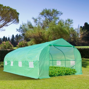 Outsunny Walk in Polytunnel Greenhouse, 6Lx3Wx2H m-Green