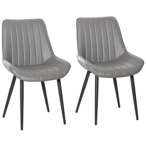 HOMCOM Mid Century Dining Chairs Set of 2 PU Leather Side Chairs Seat Metal Legs