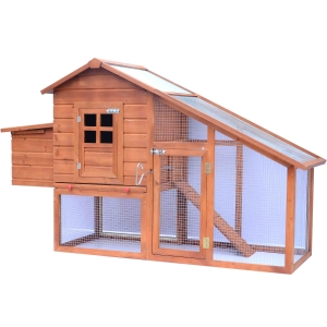 HOMCOM Wooden Chicken Coop Chicken Nesting Box House, Size (190 x 66 x 116cm)
