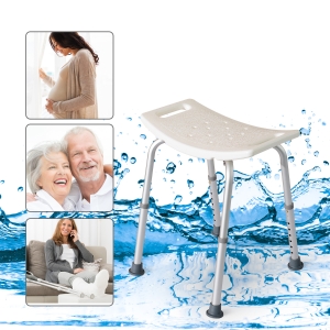 HOMCOM Plastic Non-Slip Portable Bathroom Stool White