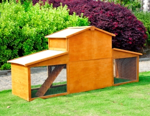Pawhut Wooden Rabbit/Chicken Hutch House, 215x63x100 cm