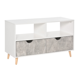 HOMCOM 99cm TV Stand Media Unit Cabinet w/ Shelves Drawers Storage Centre Grey