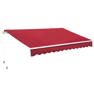 Outsunny 4x2.5m Manual Awning Window Door Sun Weather Shade w/ Handle Red
