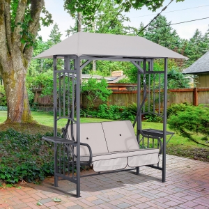 Outsunny Garden Texteline 2 Person Swing Chair-Beige