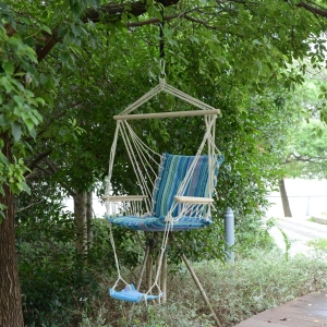 Outsunny Hanging Swing Chair, Seat Size:57W x 47.5D cm-Multi-Color/White Rope