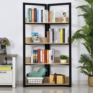 HOMCOM Steel Triangle Frame 4-Tier Storage Shelf Black
