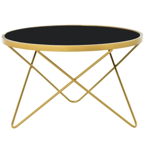 HOMCOM Tempered Glass Coffee Table Art Deco Side End Table w/ Hairpin Legs 65x65x40cm