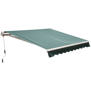 Outsunny Manual Retractable Awning, 2.5x2 m-Dark Green