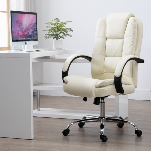 Vinsetto High Back Executive Office Chair, 360° Swivel, PU Leather-Beige