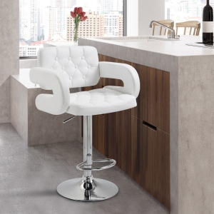 HOMCOM PU Leather Kitchen Bar Stools Swivel Bar Chairs W/Chrome Metal Base - White