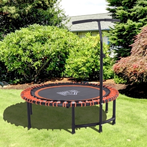 HOMCOM Mini Round Steel Frame Trampoline w/ Adjustable Handle -Black/Orange