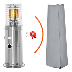 Outsunny 10KW Outdoor Gas Patio Heater Standing Propane Heater w/ Wheels Dust Cover