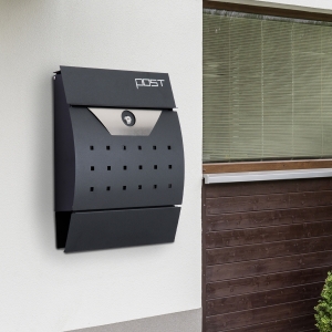HOMCOM Lockable Mail Box, Wall-mounted, Steel-Black