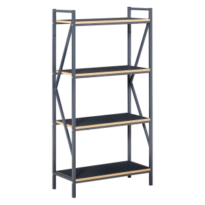 HOMCOM 4-Tier Bookcase Storage Organizer, Display Rack Shelving Unit with Metal Frame