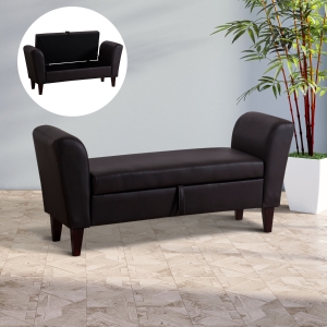HOMCOM Storage Sofa Bench PU Leather End of Bed Bench-Brown